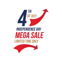Flyer Celebrate Happy 4th of July - Independence Day with Mega sale National American holiday event. Flat Vector illustration EPS10