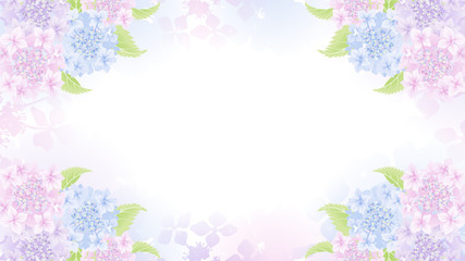 Colorful pastel colored Hydrangea flower frame background