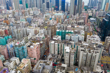 Fototapeta na wymiar Top view of Hong Kong downtown