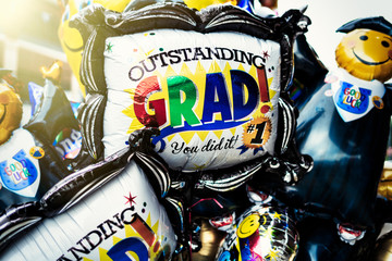 Colorful Hellium Graduation balloons