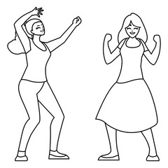 happy young women celebrating characters