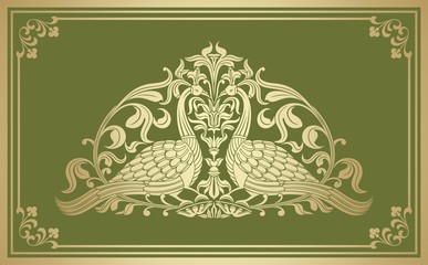 peacocks, feathers ,wedding card design, royal India	
