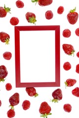 Strawberry season.Strawberry frame isolated on white background.copy space. Strawberry harvest.Berry frame. 