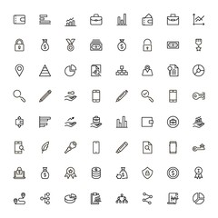 Bank line icon set.