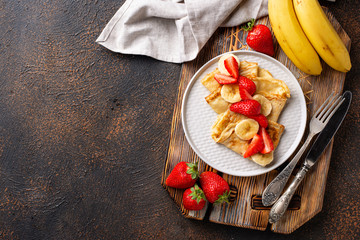 Crepes with strawberry and banana
