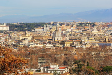 Fototapeta premium Panorama of Rome, Italy, a view from the Gianicolo (Janiculum) hill