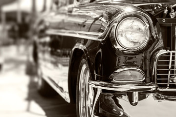 Old vintage car, classic vehicle close-up - obrazy, fototapety, plakaty
