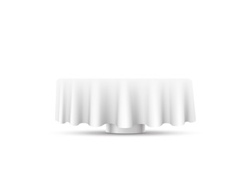 Table with tablecloth art banner white background.