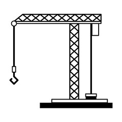 Under Construction crane symbol isolated in black and white