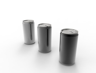 3D rendering of multiple soda cans isolated in white studio background