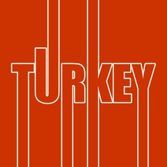 Turkey country name in geometry style design. Thin line letters.