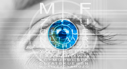 Close up of an eye and vision test