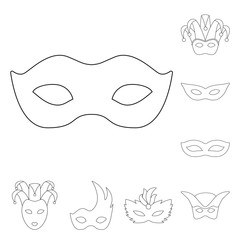 Vector design of masquerade  and mystery icon. Collection of masquerade  and festival stock vector illustration.