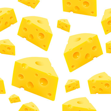 Triangular Piece Of Cheese Texture Seamless. Vector