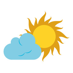 Sun and cloud cartoon isolated