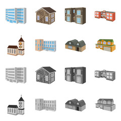 Isolated object of facade and housing symbol. Set of facade and infrastructure stock symbol for web.