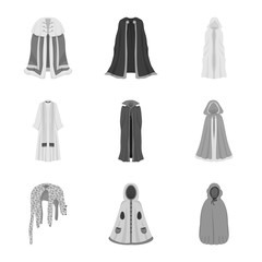 Vector design of textile and cloth icon. Collection of textile and clothing stock vector illustration.