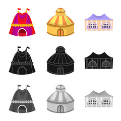 Fototapeta premium Vector illustration of roof and folding logo. Set of roof and architecture vector icon for stock.