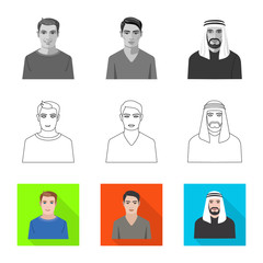 Isolated object of hairstyle and profession  logo. Collection of hairstyle and character  vector icon for stock.