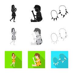 Isolated object of evolution and neolithic icon. Set of evolution and primeval stock symbol for web.