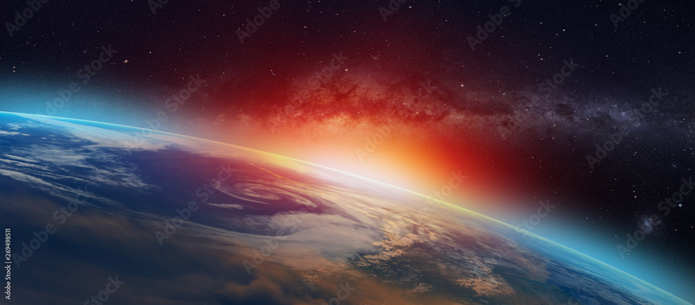 Poster planet earth with a spectacular sunset 