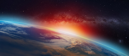 Planet Earth with a spectacular sunset "Elements of this image furnished by NASA"