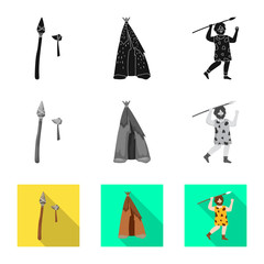 Vector illustration of evolution and neolithic symbol. Collection of evolution and primeval stock vector illustration.