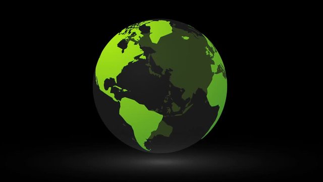 green planet earth world globe on black background