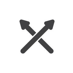 Crossed arrows vector icon. filled flat sign for mobile concept and web design. Two intersecting directional arrows glyph icon. Symbol, logo illustration. Vector graphics