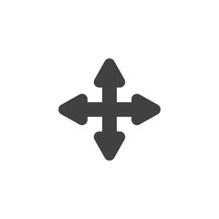 Four directions arrows vector icon. Extend, Resize, Enlarge filled flat sign for mobile concept and web design. Joystick arrows glyph icon. Symbol, logo illustration. Vector graphics