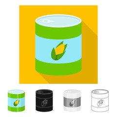 Vector design of corn and can logo. Collection of corn and goods vector icon for stock.