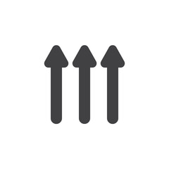 Triple up arrow vector icon. filled flat sign for mobile concept and web design. Three arrows point up glyph icon. Symbol, logo illustration. Vector graphics
