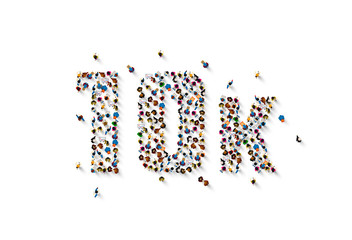 people letter 10k sign, white background. Vector