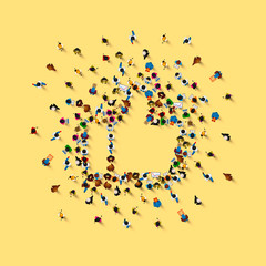 People in the heap in the form of a symbol.