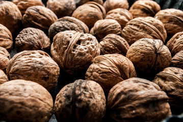Ripe walnut fruit close up