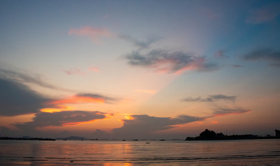 Colorful of sunset on sea scape background