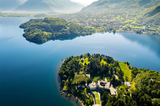 Abbazia di Piona - San Nicola - Lago di Como (IT) - Priorato - Panoramica aerea