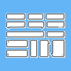 Pixel speech balloons icon set.8bit.