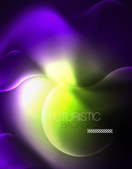 Shiny metallic neon waves vector design