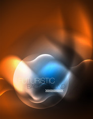 Neon glowing wave lines, blue hi-tech futuristic abstract background template