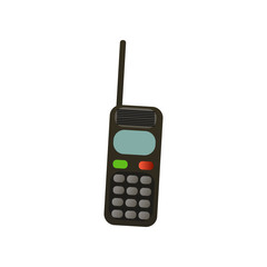 Old retro mobile phone with antenna with plastic buttons