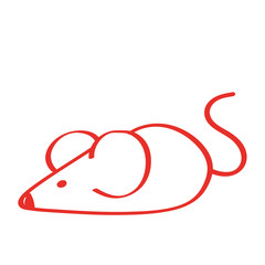 Handgezeichnete Maus in rot