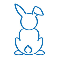 Handgezeichneter Hase von hinten in dunkelblau