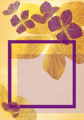 Background for certificates and cards with flowers in gold