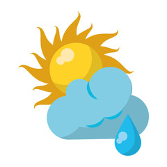 Sun and cloud with raining weather symbol