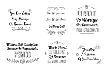 Vector Quotes about Sport Fitness and Motivation. Set of Calligraphy sayings for print. 