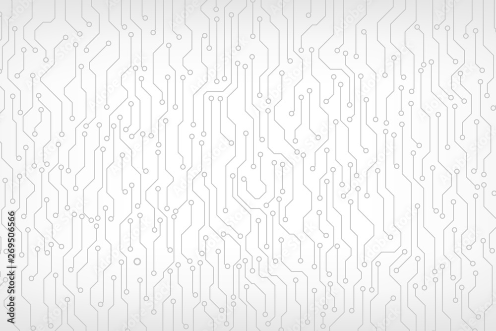 Fototapete Circuit Board Technology Information Pattern Concept Vector Background. Grayscale Color Abstract PCB Trace Data Infographic Design Illustration.