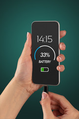 Elegant hand charging cellphone with low battery
