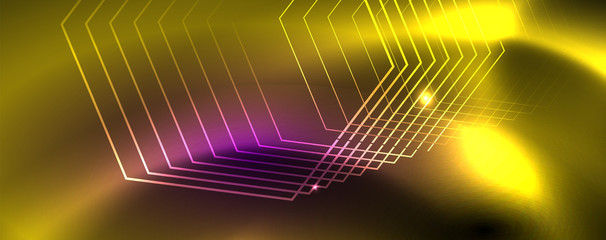 Shiny glowing design background, neon style lines, technology concept, vector