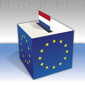 Netherlands, voting box, European parliament elections, flag and national symbols, vector illustration